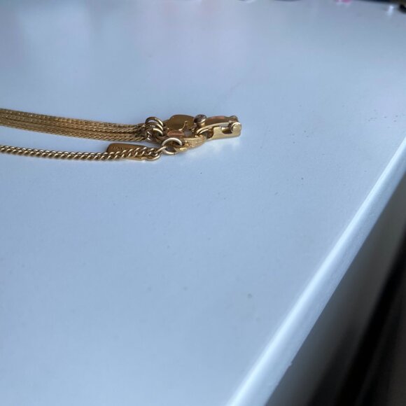 Vintage Signed Monet Gold Tone Tennis Bracelet Safety Chain 90s Costume Jewelry - Picture 16 of 16